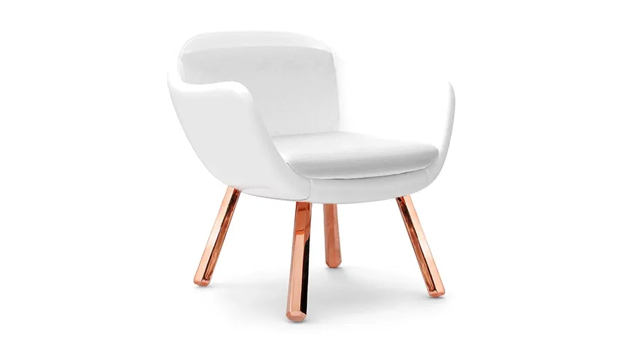 obrazek 1 Designerskie krzesło z efektowną mosiężną podstawą - Bitangra
