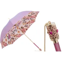 Picture Elegant light purple women's umbrella decorated with a subtle floral motif - Pasotti