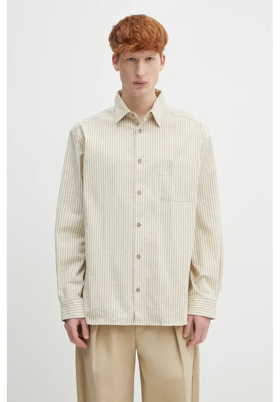 obrazek 1 A.P.C. koszula bawełniana Surchemise Malo męska kolor beżowy relaxed z kołnierzykiem klasycznym COHGG.H32023