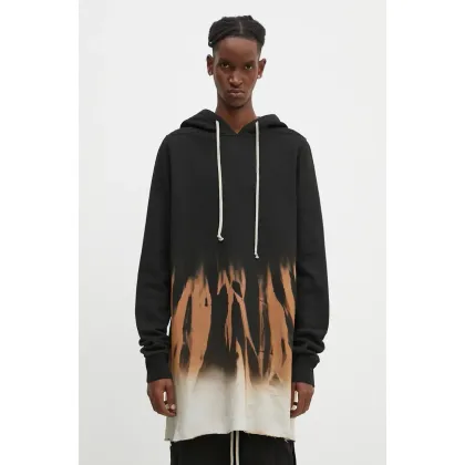 Zdjęcie Rick Owens bluza bawełniana Pullover Hoodie męska kolor czarny z kapturem wzorzysta DU02D2285.FSUN