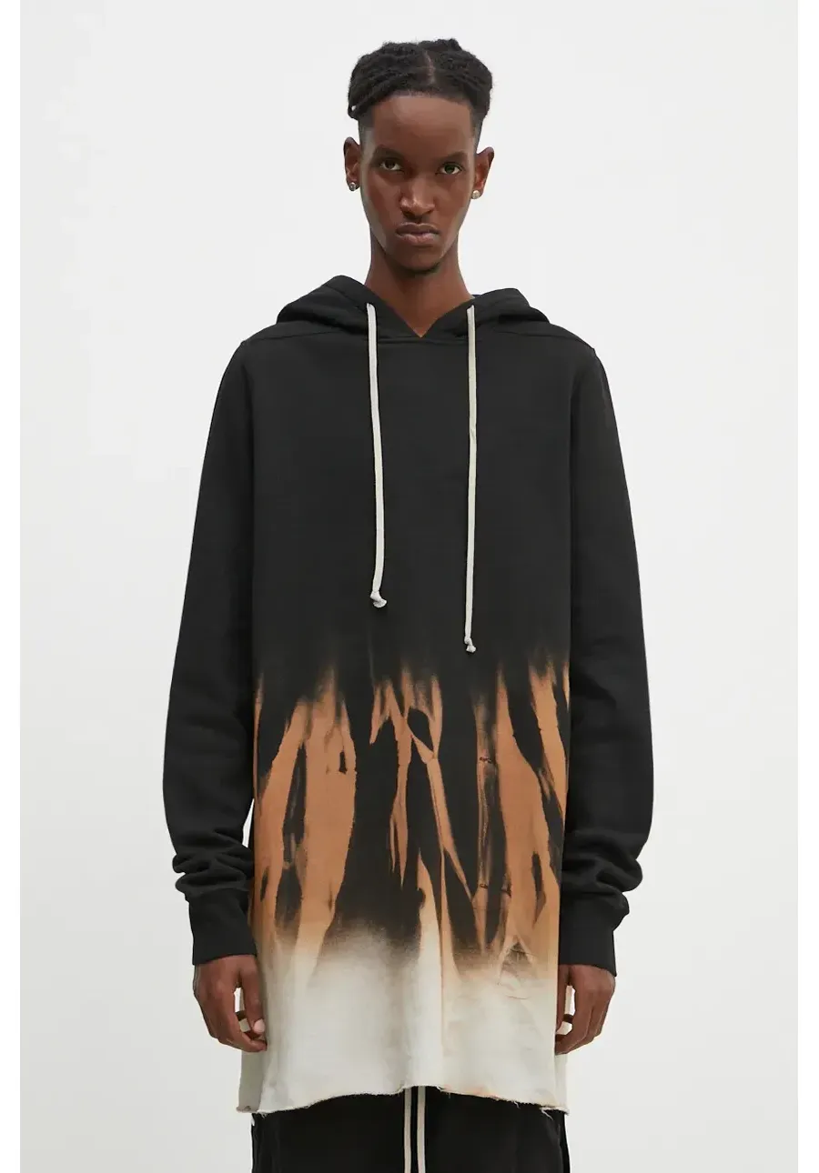 obrazek 1 Rick Owens bluza bawełniana Pullover Hoodie męska kolor czarny z kapturem wzorzysta DU02D2285.FSUN