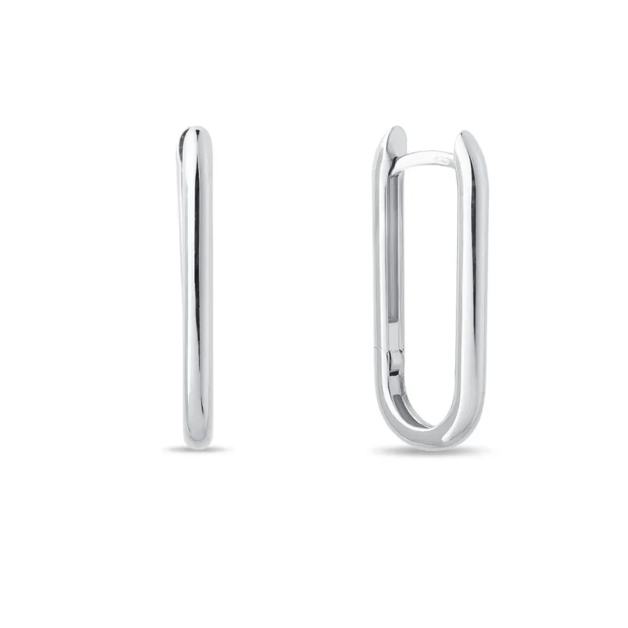obrazek 1 Minimalistyczne owalne kolczyki z białego 14kt złota KLENOTA