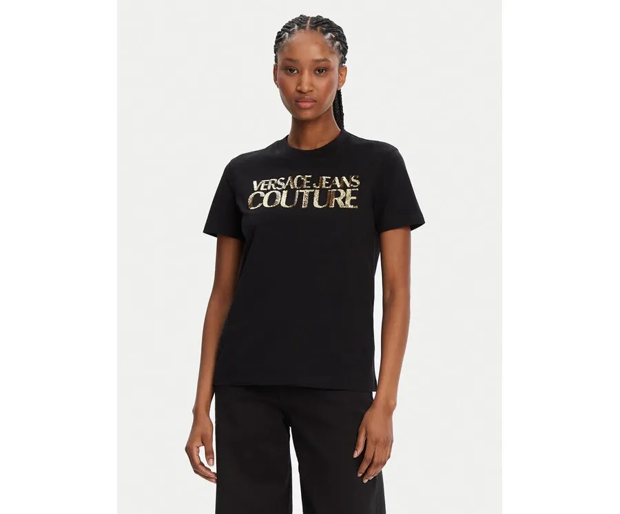 obrazek 1 Versace Jeans Couture T-Shirt 78HAHE02 Czarny Regular Fit