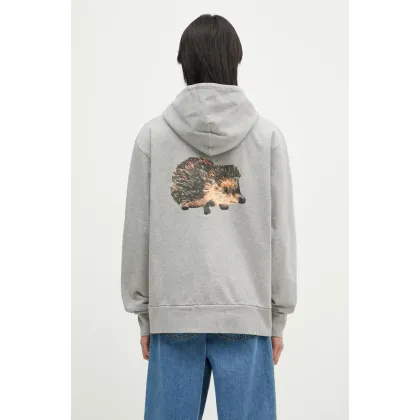 Zdjęcie JW Anderson bluza bawełniana Prickly Back Print Hoodie kolor szary z kapturem melanżowa JW0210.PG1668.905