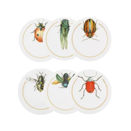 Picture Porcelain set of 6 coasters with a depiction of insects - Vista Alegre