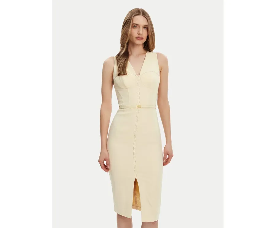 obrazek 1 Elisabetta Franchi Sukienka koktajlowa AB-706-51E2-DC7 Żółty Slim Fit
