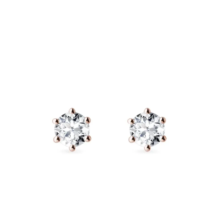 obrazek 1 Diamentowe kolczyki o średnicy 3,7 mm w różowym złocie KLENOTA