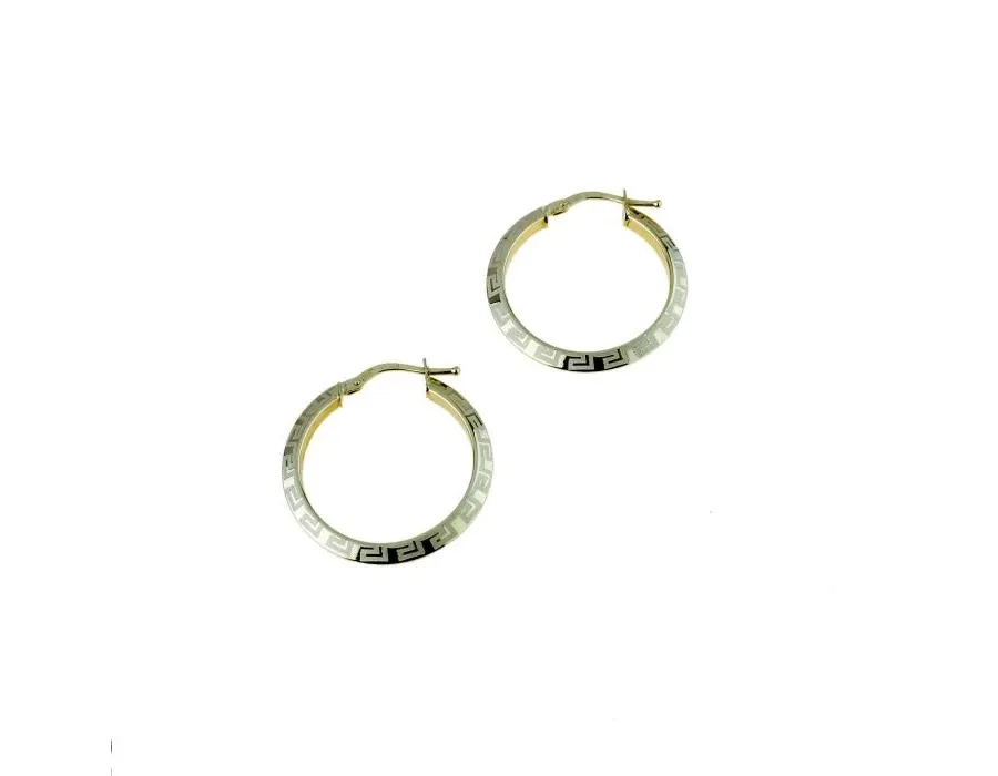 obrazek 1 Kobiece włoskie kolczyki z greckim zdobieniem 20 mm