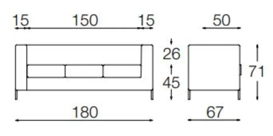 obrazek 5 Cudowna 3-osobowa sofa Frame na aluminiowych nogach do oryginalnych wnętrz