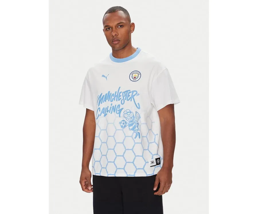 obrazek 1 Puma T-Shirt CWC Hoops x Man City 631695 Biały Regular Fit