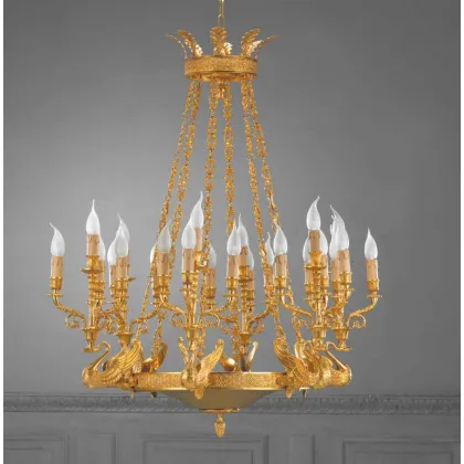 Zdjęcie Unikatowy żyrandol z pozłacanego brązu od włoskiej marki