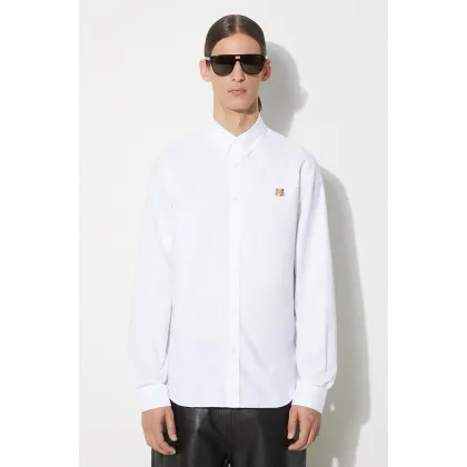 Zdjęcie Maison Kitsuné koszula bawełniana Mini Fox Head Classic Bd Shirt męska kolor biały regular z kołnierzykiem button-down MM00413WC2010