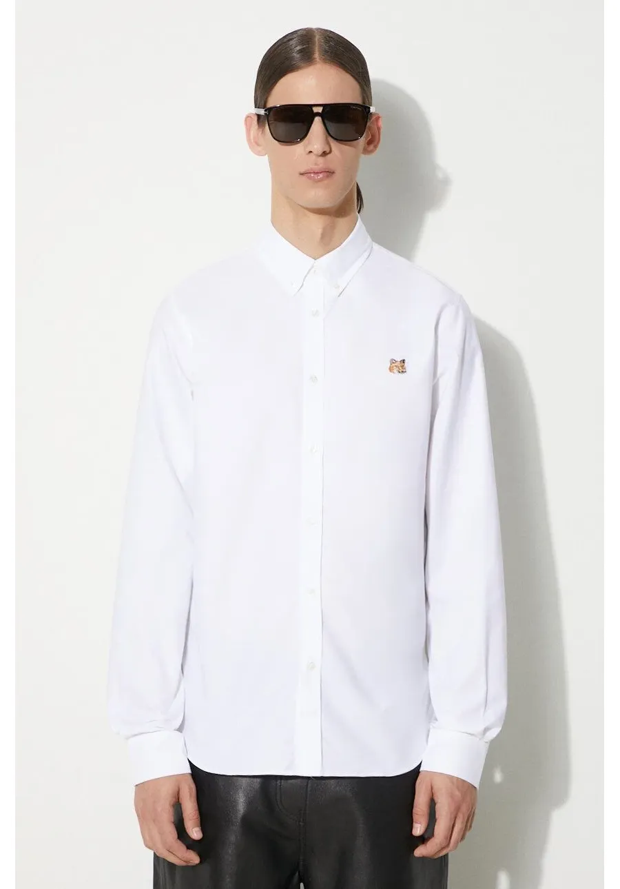 obrazek 1 Maison Kitsuné koszula bawełniana Mini Fox Head Classic Bd Shirt męska kolor biały regular z kołnierzykiem button-down MM00413WC2010