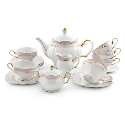 Zdjęcie 15-częściowy elegancki zestaw do herbaty wykonany z porcelany – Rudolf Kampf