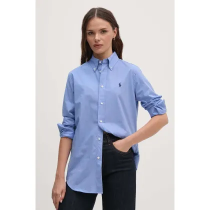 Zdjęcie Polo Ralph Lauren koszula damska kolor niebieski regular z kołnierzykiem klasycznym 211941509