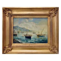 Zdjęcie Oryginalny włoski obraz o tematyce morskiej 18x24 cm - Luigi Basile