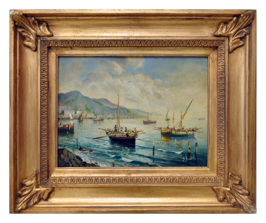 obrazek 1 Oryginalny włoski obraz o tematyce morskiej 18x24 cm - Luigi Basile