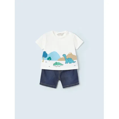 Zdjęcie Mayoral Komplet t-shirt i szorty jeansowe 1268 Kolorowy Regular Fit