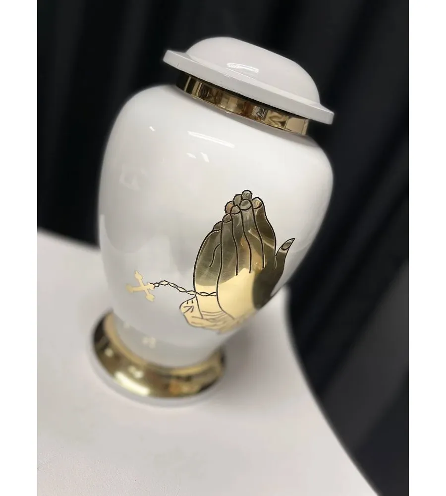 obrazek 5 Wyjątkowa biało-złota urna pogrzebowa