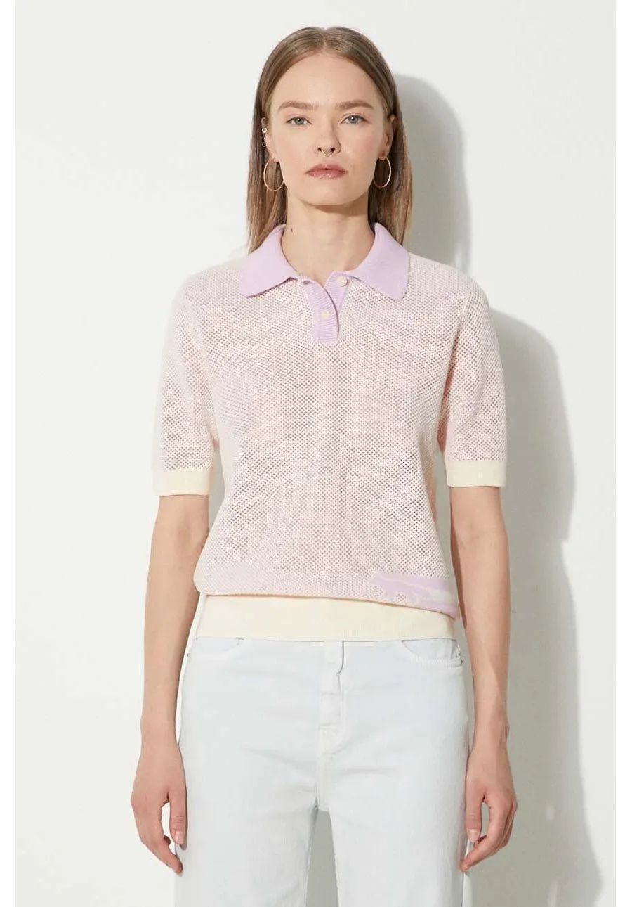 obrazek 1 Maison Kitsuné polo bawełniane Flash Fox Knitted Mesh Polo kolor fioletowy MW00204KT1100