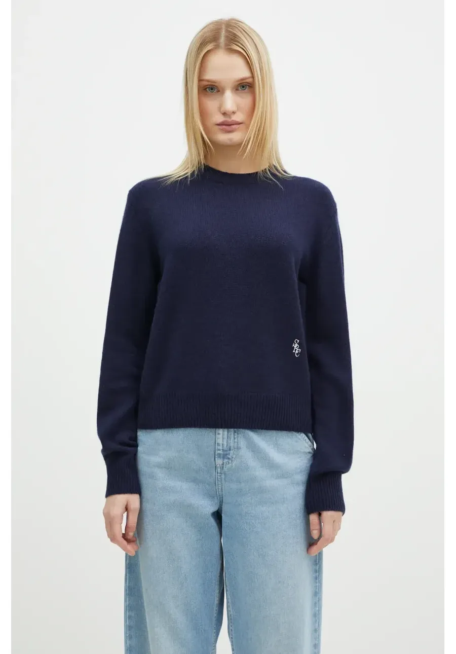 obrazek 1 Sporty & Rich sweter kaszmirowy SRC Wool Cashmere kolor granatowy WS012506302BL32