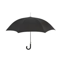 Picture Exclusive black men's umbrella Ø110xL95 cm with braided leather handle