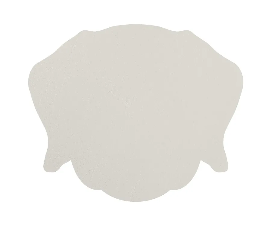 obrazek 2 Oryginalna podkładka stołowa - głowa psa wykonana ze skóry w kolorze białym i waniliowym