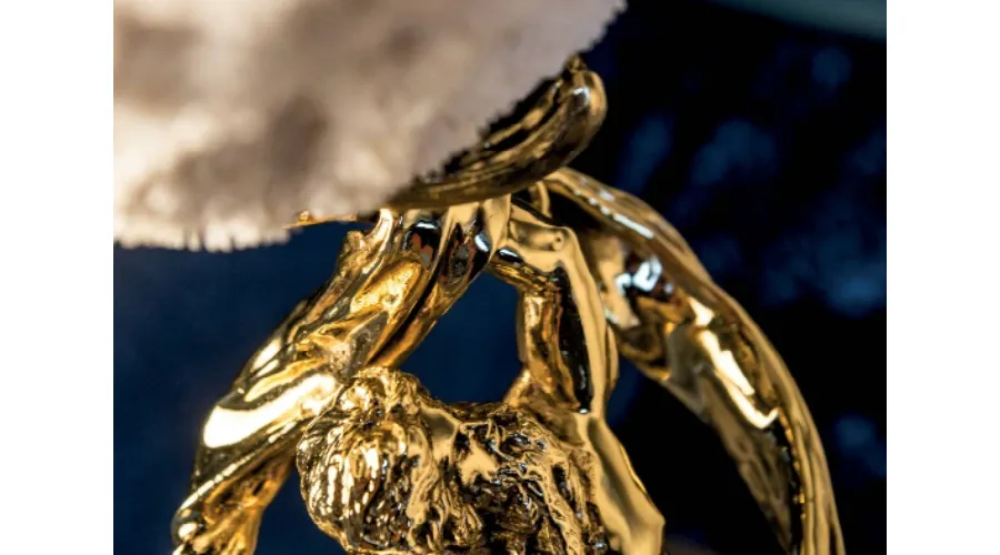 obrazek 2 Elegancka rzeźba z pozłacanego mosiądzu z miską koralową