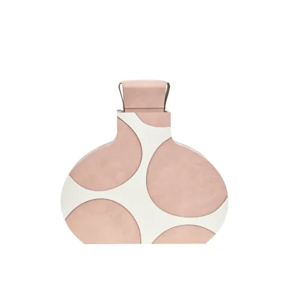 Zdjęcie Piękny skórzany wazon Otto 9x37xH38 cm w kolorze perłowym i złamanego różu