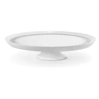 Zdjęcie Stylowa patera na ciasto z porcelany z delikatnym szarym zdobieniem - Leander