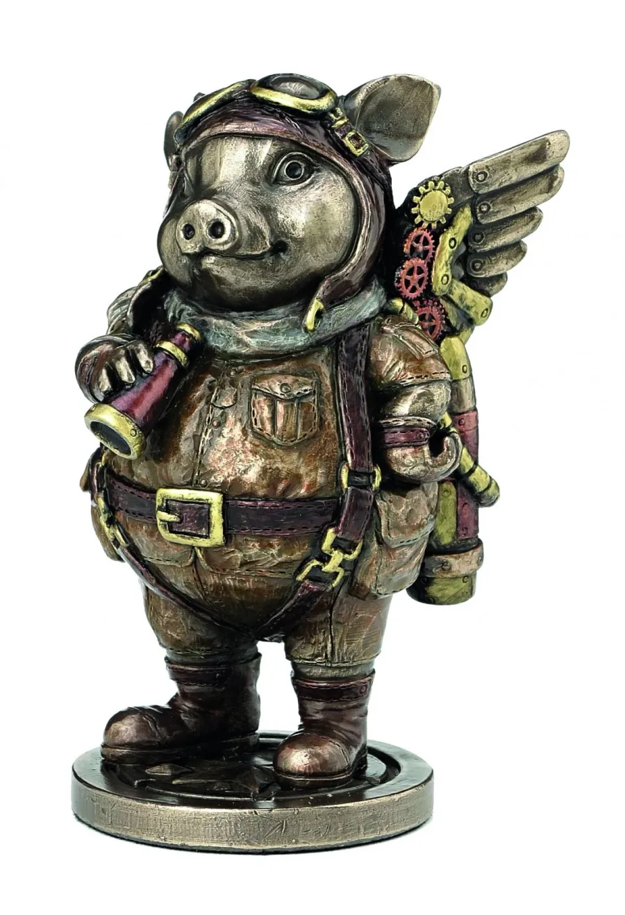 obrazek 1 Statuetka ozdobna świnka lotnik steampunk z żywicy