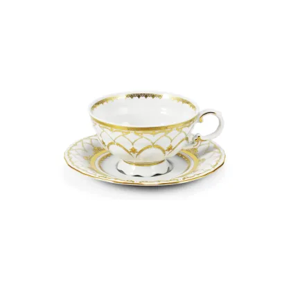 Zdjęcie Piękna stylowa filiżanka do herbaty ze spodkiem z porcelany z kolekcji Wedding sonata – Leander