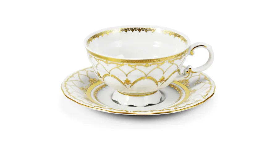obrazek 1 Piękna stylowa filiżanka do herbaty ze spodkiem z porcelany z kolekcji Wedding sonata – Leander