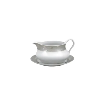 Zdjęcie Porcelanowa sosjerka ze spodkiem z kolekcji Argentatus - Porcel