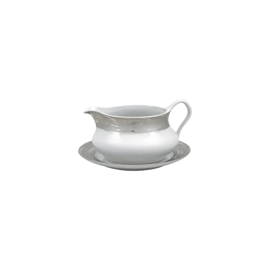 obrazek 1 Porcelanowa sosjerka ze spodkiem z kolekcji Argentatus - Porcel