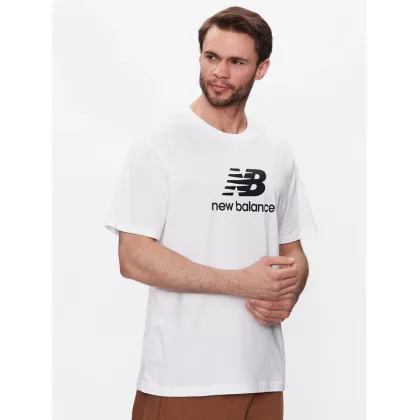 Zdjęcie New Balance T-Shirt Essentials Stacked Logo MT31541 Biały Relaxed Fit