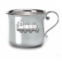 Zdjęcie Oryginalny kubek ze srebra dla dziecka zdobiony motywem pociągu – Zaramella Argenti