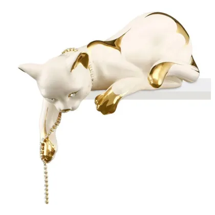 Picture Exclusive ceramic cat figurine in ivory or black
