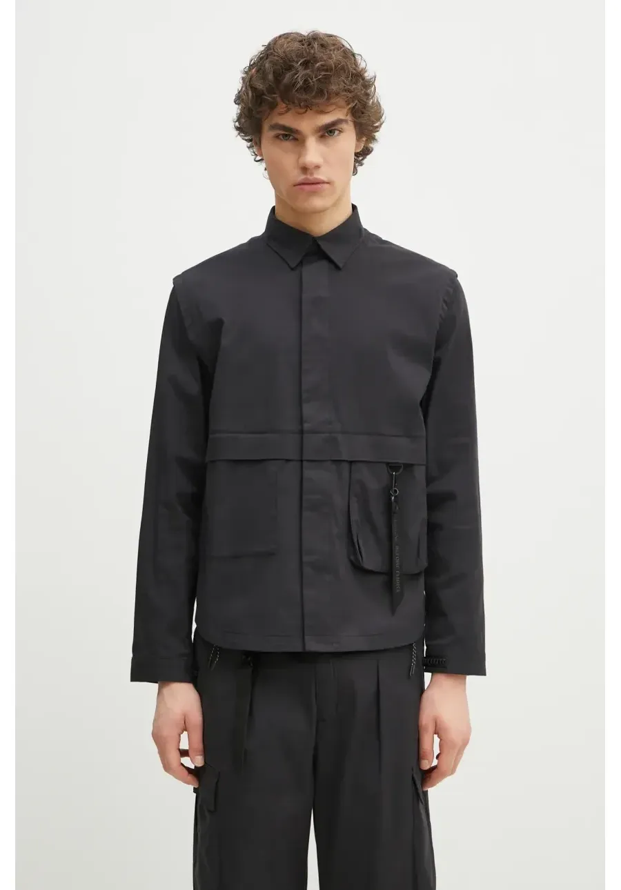 obrazek 1 Alpha Industries koszula Utility Overshirt męska kolor czarny relaxed z kołnierzykiem klasycznym 756116.03