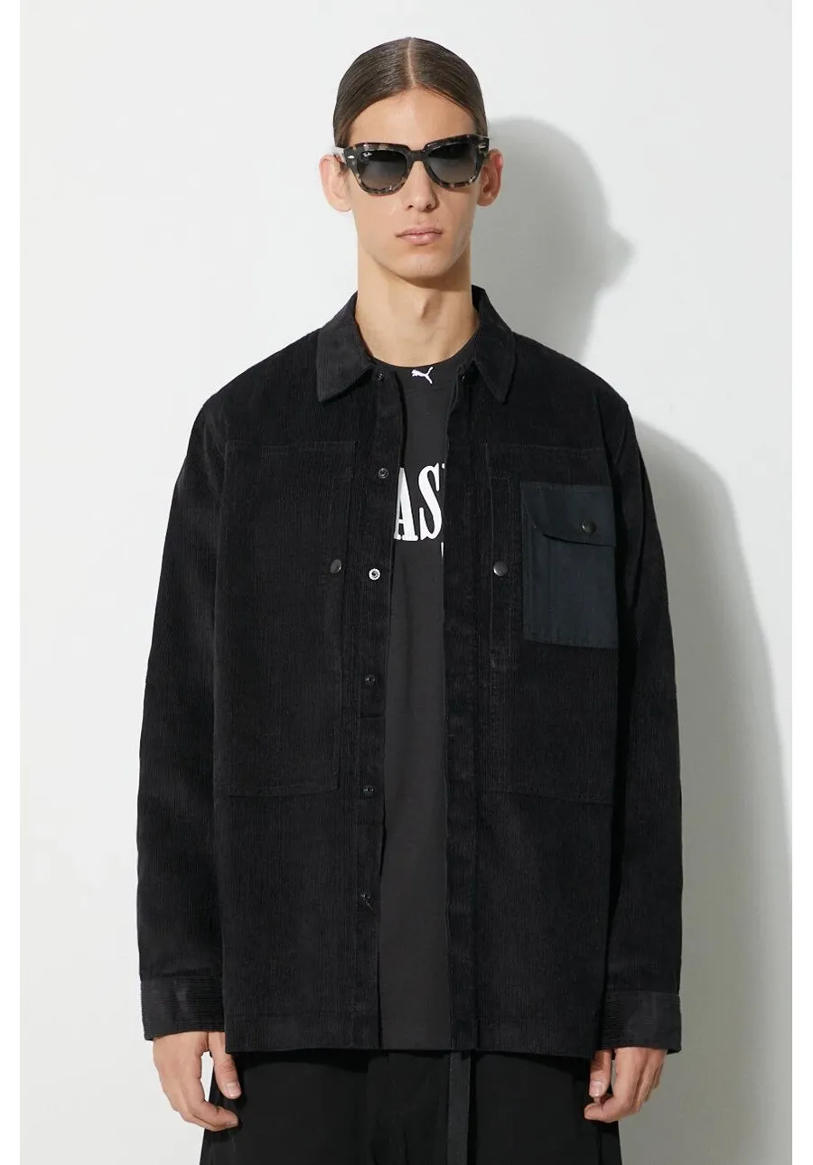 obrazek 1 Maharishi koszula sztruksowa Hemp Cord Utility Shirt kolor czarny relaxed z kołnierzykiem klasycznym 4566.BLACK