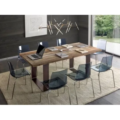 Zdjęcie Wyjątkowy, solidny stół jadalniany z olchy i jodły z żelaznymi nogami - Zanini