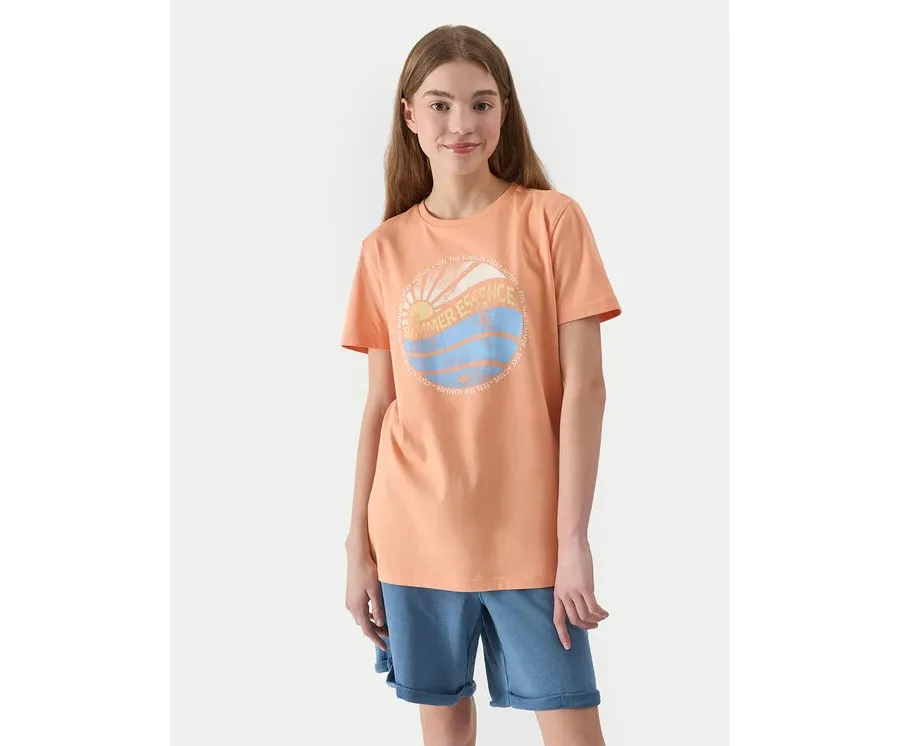 obrazek 1 4F T-Shirt 4FJWSS24TTSHM1135 Pomarańczowy Regular Fit