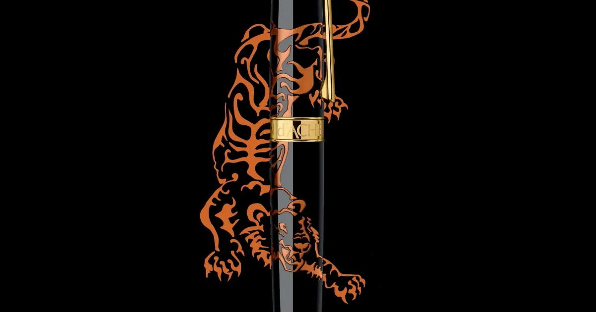 Rarer Klassischer Tiger-Füllfederhalter – Metall, 18K GP-Feder, Medium – 3000R