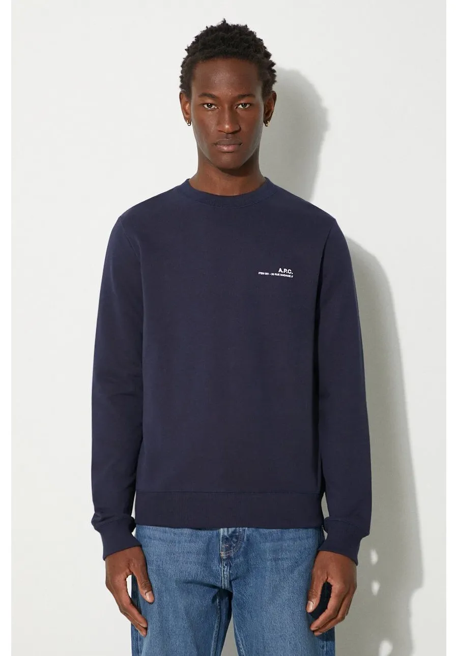 obrazek 1 A.P.C. bluza bawełniana Bluza A.P.C. Sweat Item męska kolor granatowy gładka COEAS.H27608-DARKNAVY