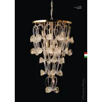 Picture Chandelier with transparent gold roses in Murano glass - Il Paralume Marina