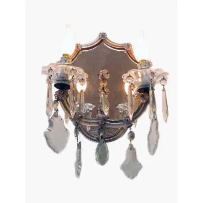 Zdjęcie Para kinkietów Marii Teresy z czeskiego kryształu z lustrem