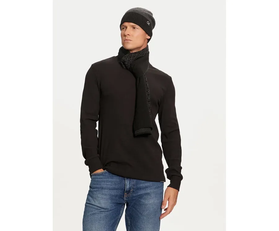 obrazek 1 Calvin Klein Zestaw Szalik i Czapka Gs Ck Monogram Beanie + Scarf K50K512390 Czarny