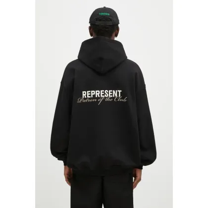 Zdjęcie Represent bluza bawełniana Patron Of The Club Hoodie męska kolor czarny z kapturem z nadrukiem MLM4270.001