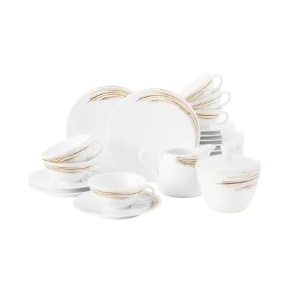 Zdjęcie Porcelanowy 20-elementowy serwis do herbaty zdobiony oryginalnym motywem - Seltmann Weiden