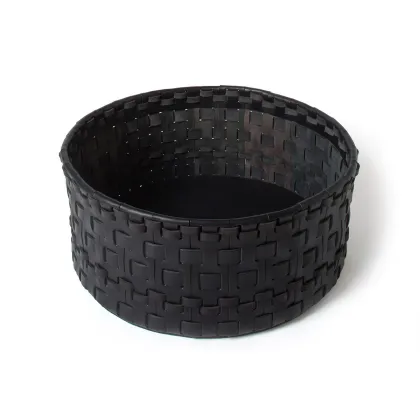 Picture Large Italian basket woven from natural leather